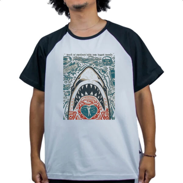 Camiseta Raglan Nostalgia Tubarao Poster Arte - Imagem 4