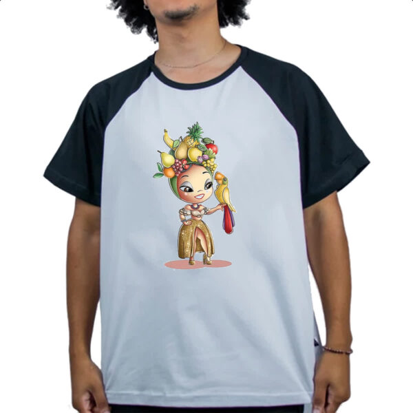 Camiseta Raglan Carmen Miranda Arara Caricatura - Imagem 4