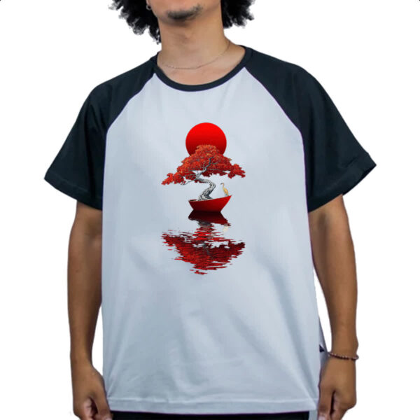Camiseta Raglan Bonsai Barco Japan Arte - Imagem 4