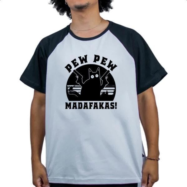 Camiseta Raglan Gato Pew Pew Madafakas - Imagem 4