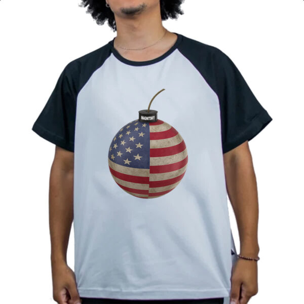 Camiseta Raglan Meme Bomba EUA Magnitsky - Imagem 4