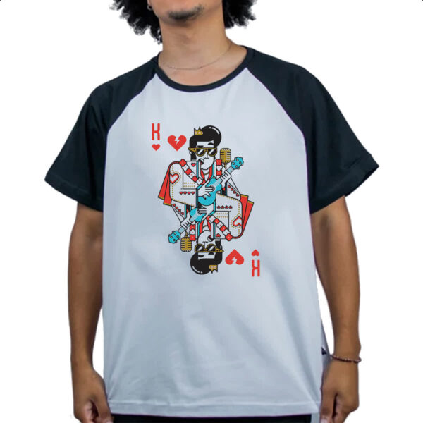 Camiseta Raglan Baralho Rei Elvis - Imagem 4