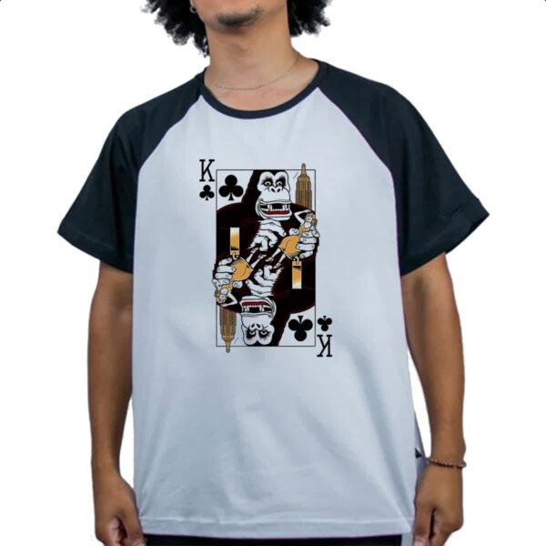 Camiseta Raglan Baralho Rei King Kong Parodia - Imagem 4