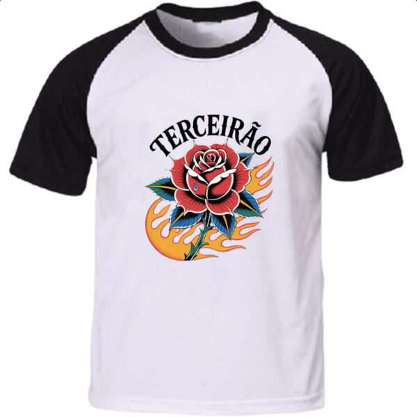 Camiseta Raglan Terceirao Rosa Flamejante