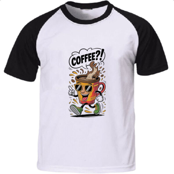 Camiseta Raglan Cafe andando e perguntando