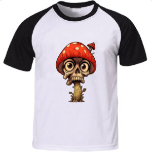 Camiseta Raglan Cogumelo Skull