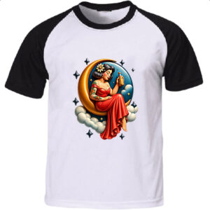 Camiseta Raglan Diva na Lua tomando uma