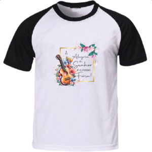 Camiseta Raglan Gospel Alegria nossa forca