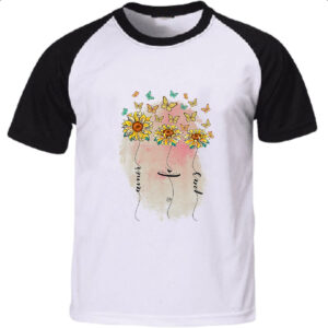 Camiseta Raglan Gospel Amor Fe Paz