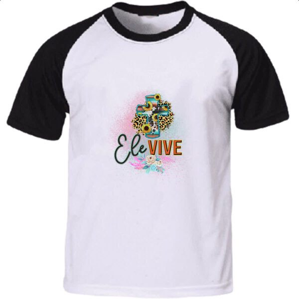 Camiseta Raglan Gospel Ele vive