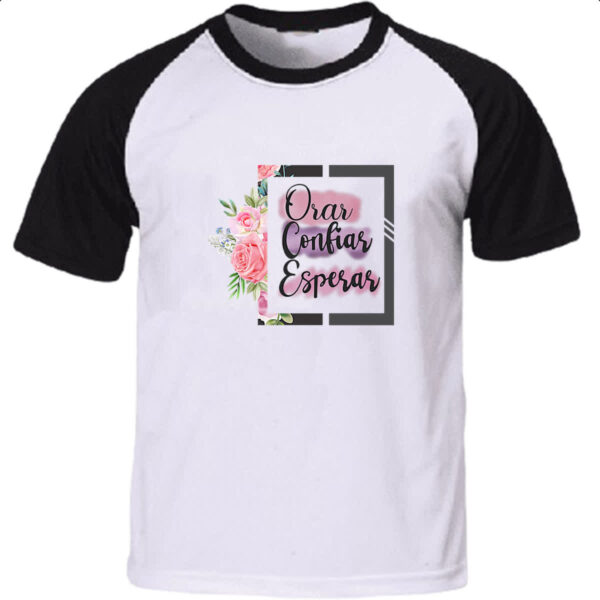 Camiseta Raglan Gospel Orar Confiar Esperar