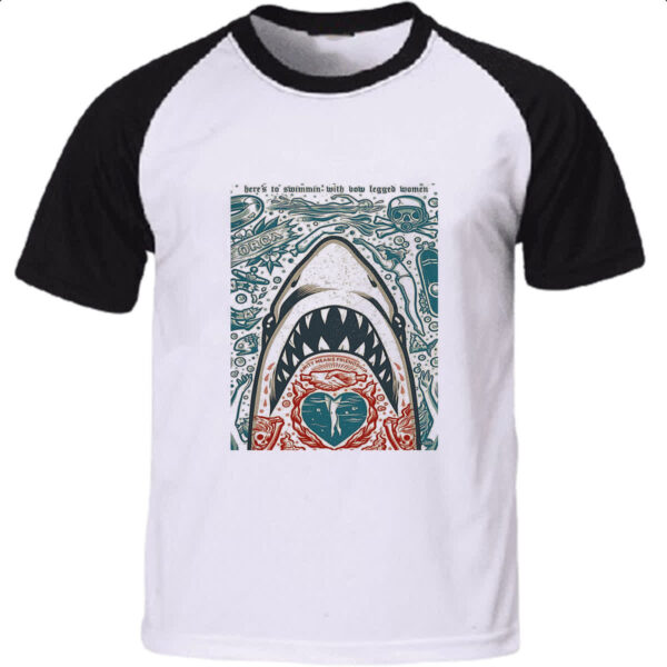 Camiseta Raglan Nostalgia Tubarao Poster Arte
