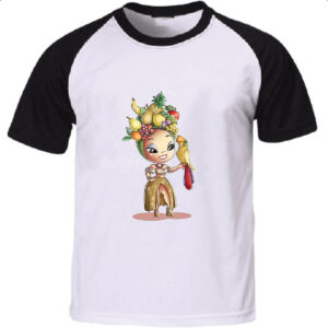 Camiseta Raglan Carmen Miranda Arara Caricatura