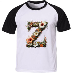 Camiseta Raglan Alfabeto Floral Letra Z