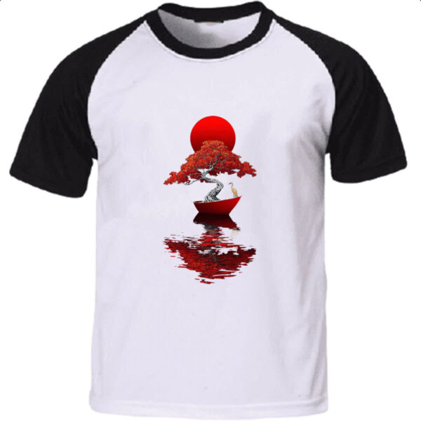 Camiseta Raglan Bonsai Barco Japan Arte