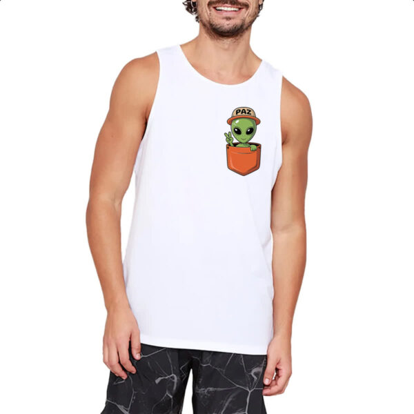 Camiseta Regata ET paz e amor no bolso - Imagem 2