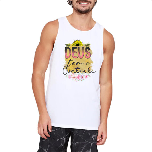 Camiseta Regata Gospel Deus tem controle - Imagem 2