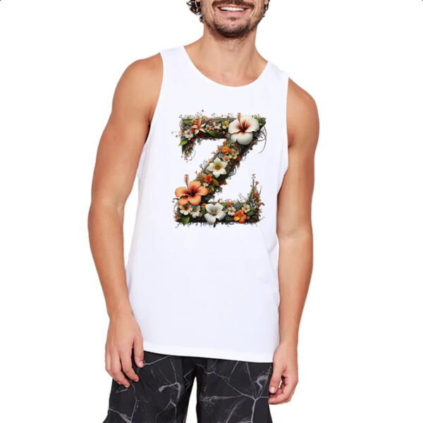 Camiseta Regata Alfabeto Floral Letra Z - Imagem 2