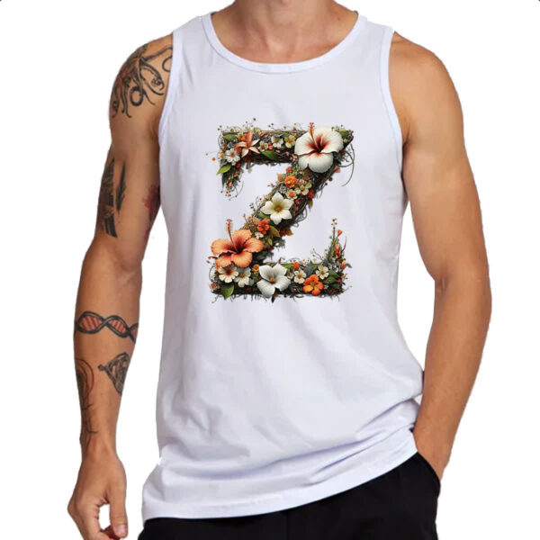 Camiseta Regata Alfabeto Floral Letra Z - Imagem 3