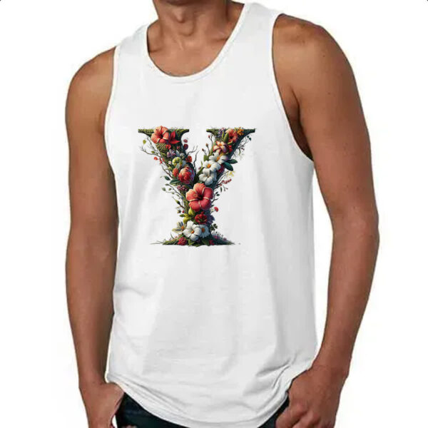 Camiseta Regata Alfabeto Floral Letra Y - Imagem 4