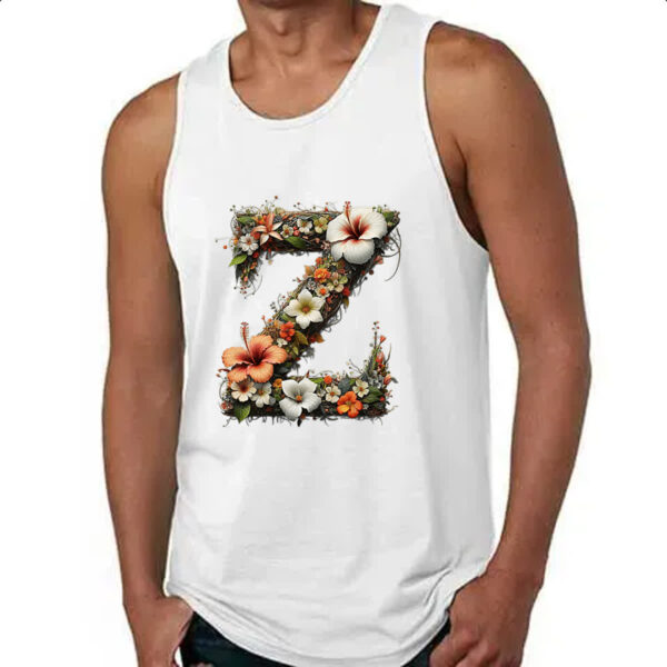 Camiseta Regata Alfabeto Floral Letra Z - Imagem 4