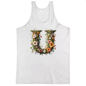 Camiseta Regata Alfabeto Floral Letra U