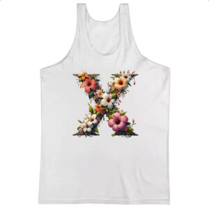 Camiseta Regata Alfabeto Floral Letra X