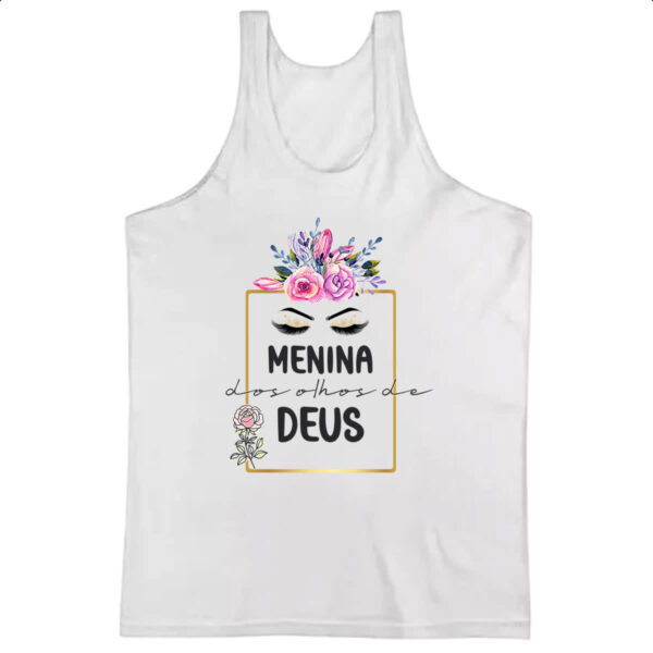 Camiseta Regata Gospel Menina olhos Deus