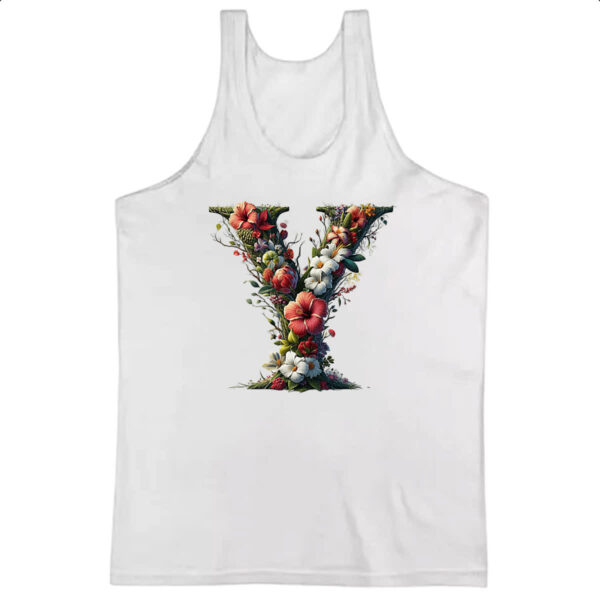 Camiseta Regata Alfabeto Floral Letra Y