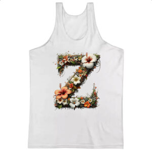 Camiseta Regata Alfabeto Floral Letra Z