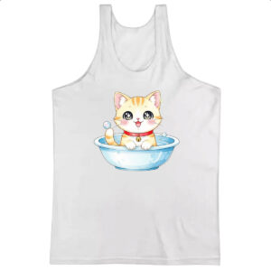 Camiseta Regata Gato Fofo Cute na Tigela