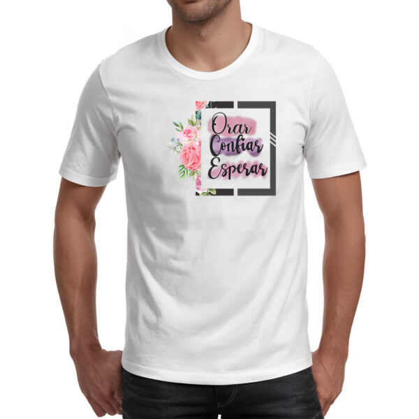 Camiseta Unissex Gospel Orar Confiar Esperar - Imagem 2
