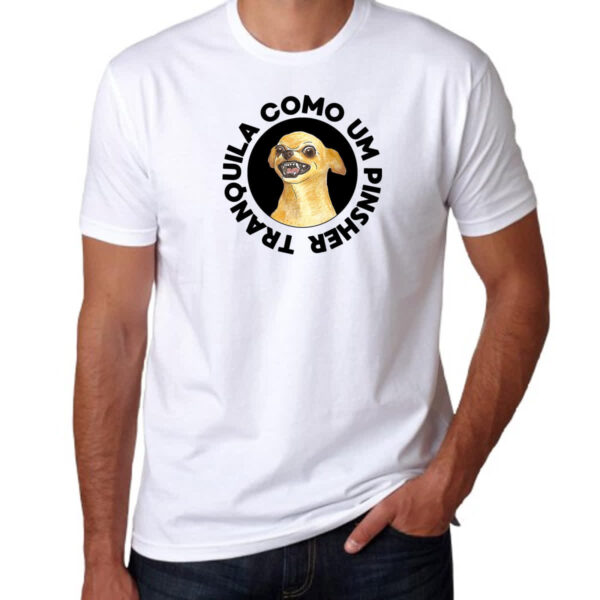 Camiseta Unissex Tranquila como um pinsher - Imagem 3