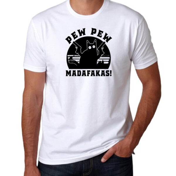 Camiseta Unissex Gato Pew Pew Madafakas - Imagem 3