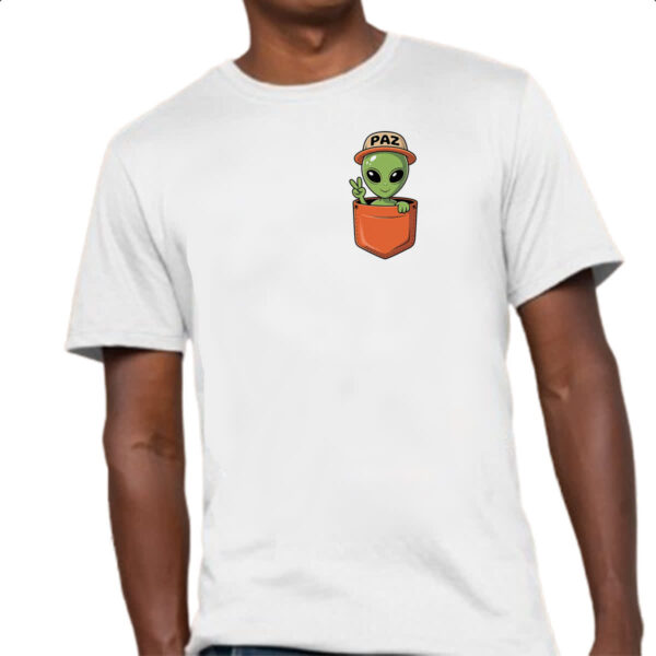 Camiseta Unissex ET paz e amor no bolso - Imagem 4