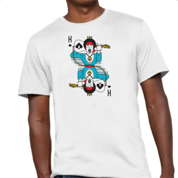 Camiseta Unissex Baralho Rei Jimi Hendrix - Imagem 4
