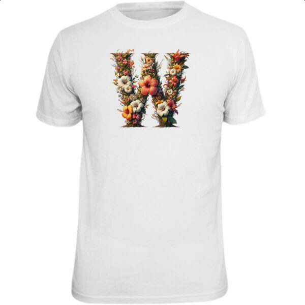 Camiseta Unissex Alfabeto Floral Letra W