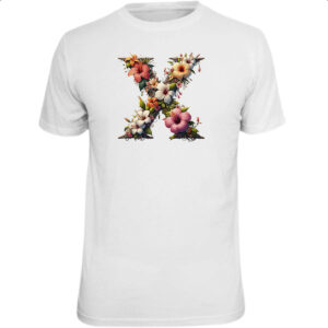 Camiseta Unissex Alfabeto Floral Letra X