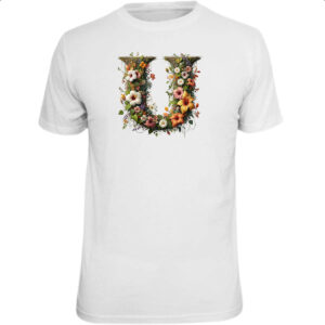 Camiseta Unissex Alfabeto Floral Letra U