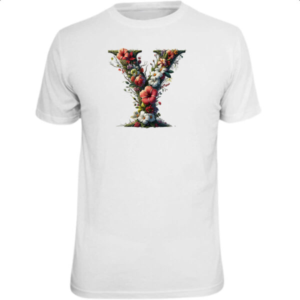 Camiseta Unissex Alfabeto Floral Letra Y