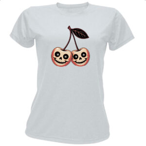 Camiseta Baby Look Cerejas Halloween