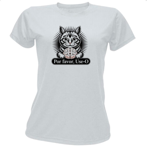 Camiseta Baby Look Gato use o cerebro