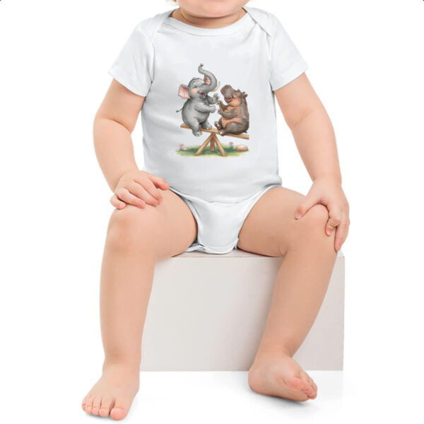 Body infantil Elefante e Hipopotamo na gangorra - Imagem 2