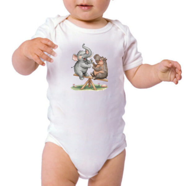 Body infantil Elefante e Hipopotamo na gangorra - Imagem 3