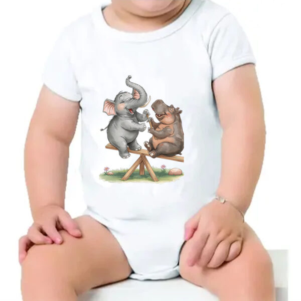 Body infantil Elefante e Hipopotamo na gangorra - Imagem 4