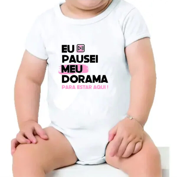 Body infantil Pausei o meu dorama Rosa - Imagem 4