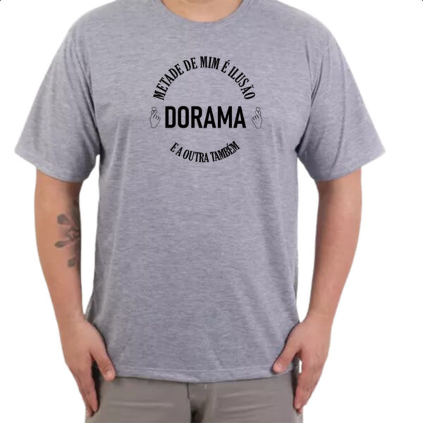 Camiseta Cinza Metade Ilusao Dorama - Imagem 3