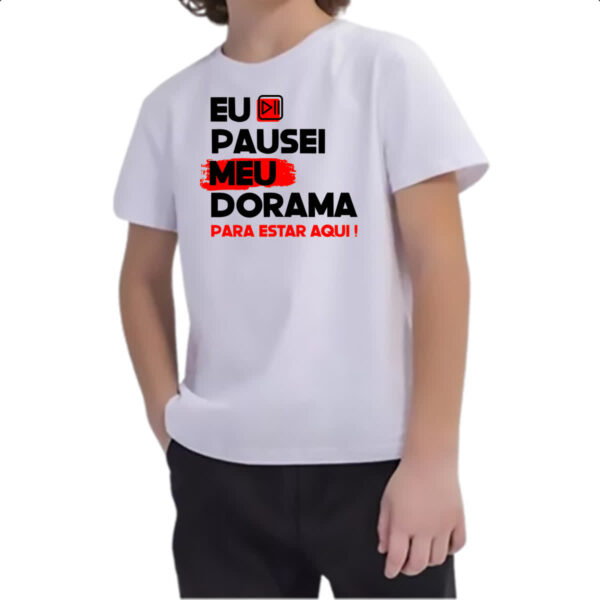 Camiseta Infanto Juvenil Pausei o meu dorama Vermelho - Imagem 2
