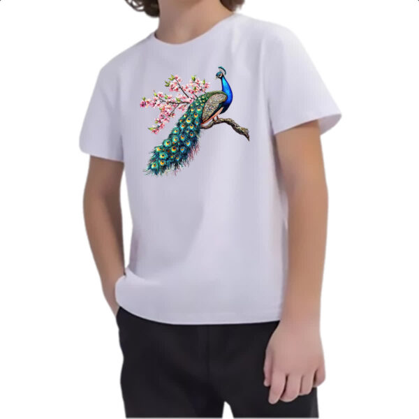 Camiseta Infanto Juvenil Pavao com flores - Imagem 2