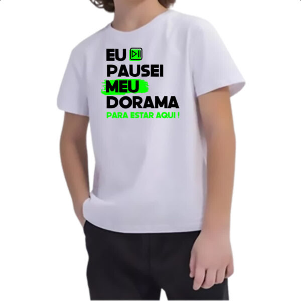 Camiseta Infanto Juvenil Pausei o meu dorama Verde - Imagem 2